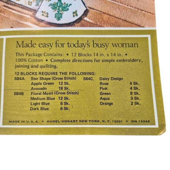 Quilt Blocks for Hand quilting, Vintage 1980, 12 squares, 22 embroidery floss - Picture 8 of 12